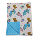 Pink blue dinosaur minky baby kids hunting blanket