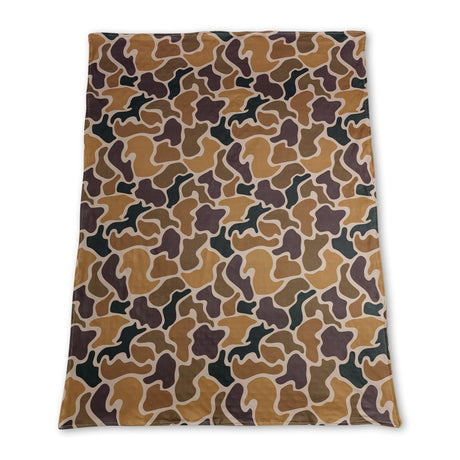 Brown polka dots camo baby boy hunting blanket