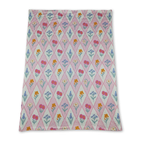 Hot pink polka dots floral minky baby girls blanket