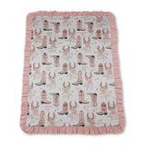Pink ruffle boots floral ruffle baby girls blanket