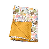 Floral pumpkins yellow polka dots baby girls fall blanket