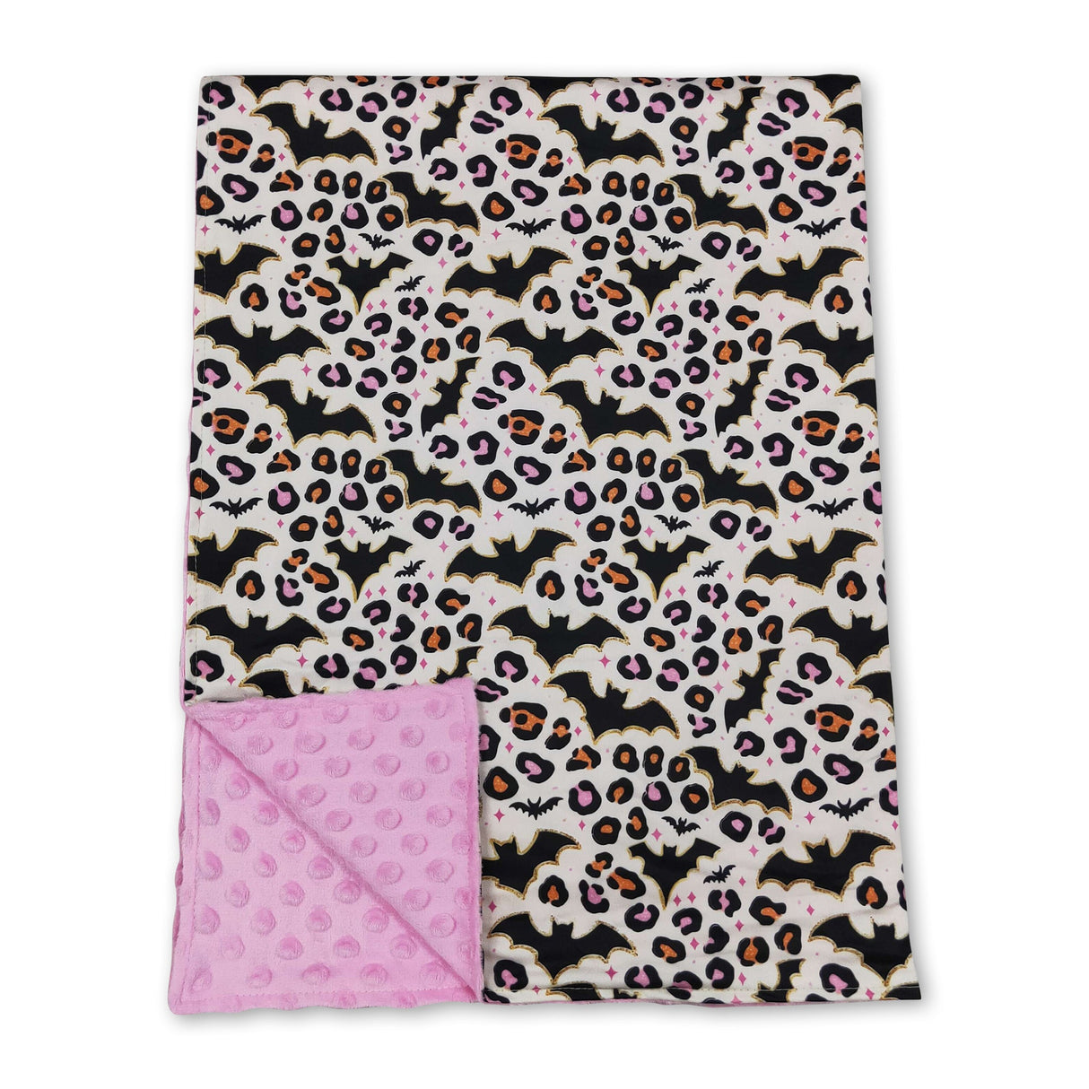 Leopard bat pink baby girls Halloween blanket