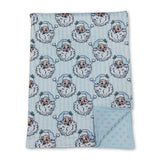 Light blue stripe santa baby girls Christmas blanket