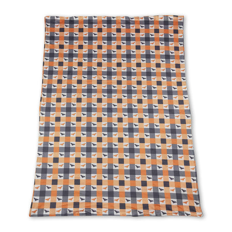 Orange plaid bat baby kids Halloween blanket