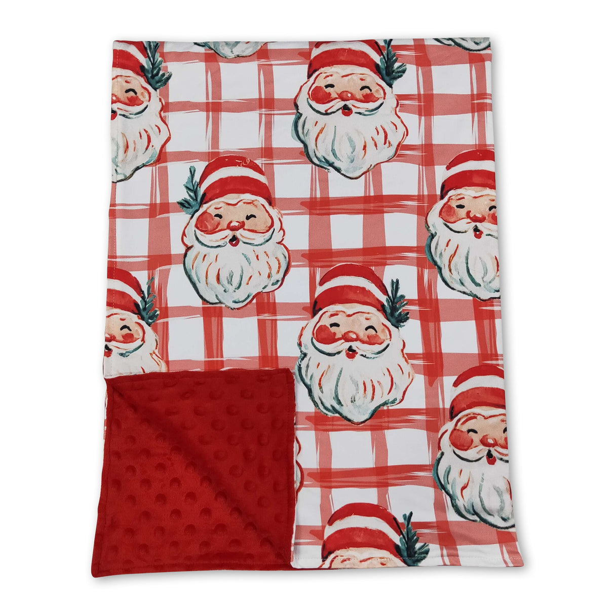 Santa red minky dots baby girl Christmas blanket