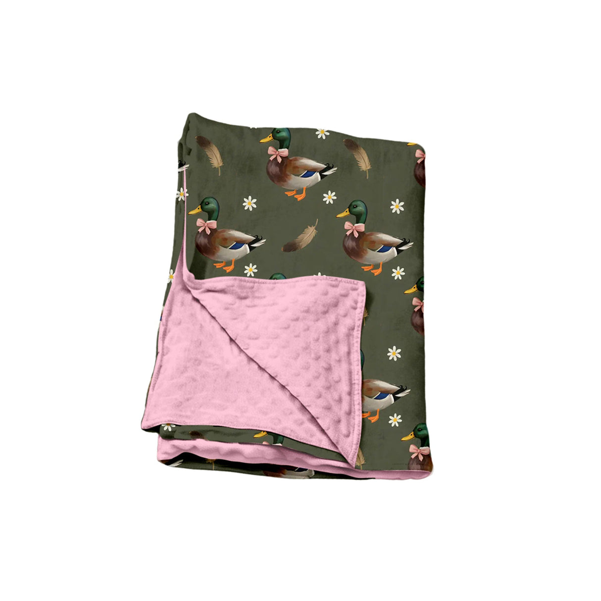 Duck bow floral pink hunting baby girls blanket