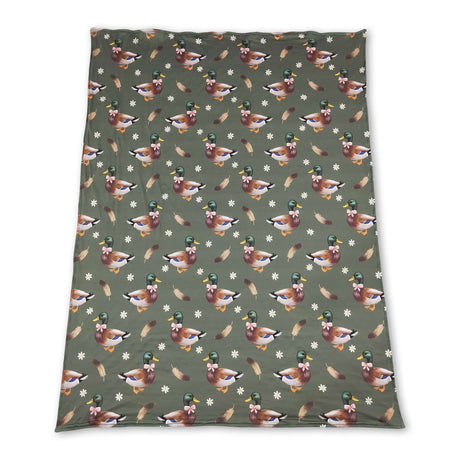 Duck bow floral pink hunting baby girls blanket