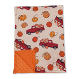 Orange pumpkin truck baby boys fall blanket