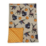 Deer duck turkey pumpkin baby boy fall blanket