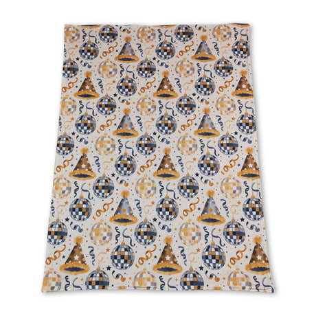 Gold polka dots minky baby Happy New Year blanket