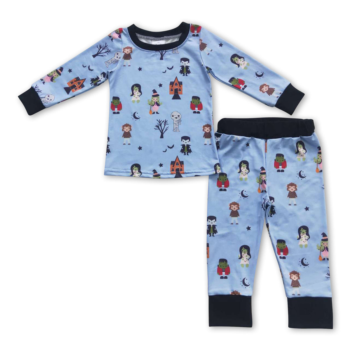 Blue bat moon baby kids Halloween pajamas – Yawoo Garment