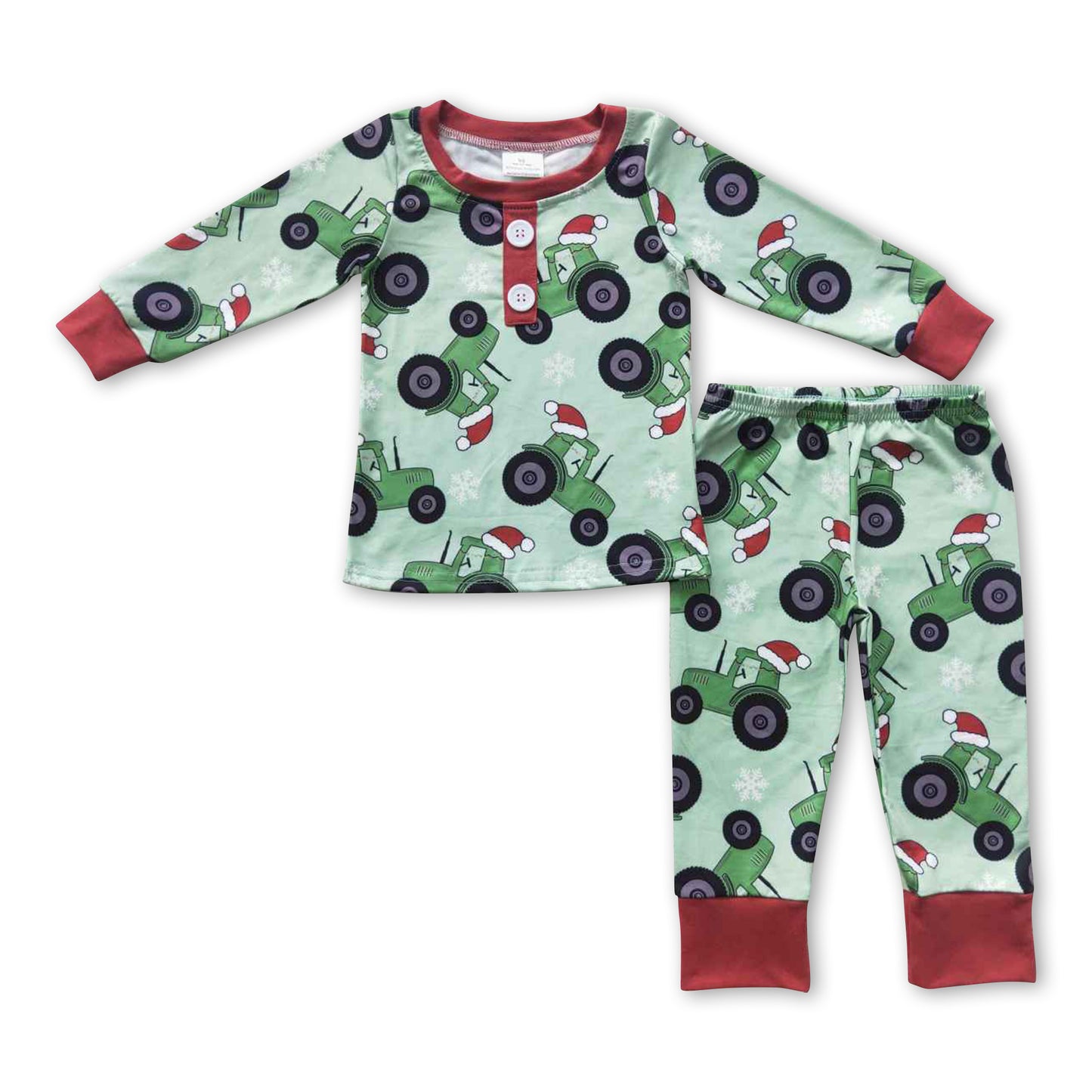 Tractor Christmas hat kids boy pajamas