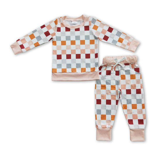 Colorful plaid baby kids fall clothing