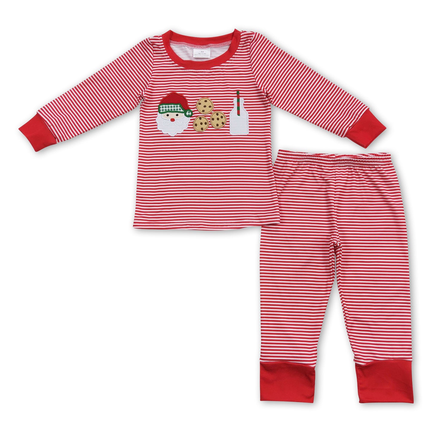 Santa cookie milk red stripe kids boy Christmas pajamas – Yawoo Garments