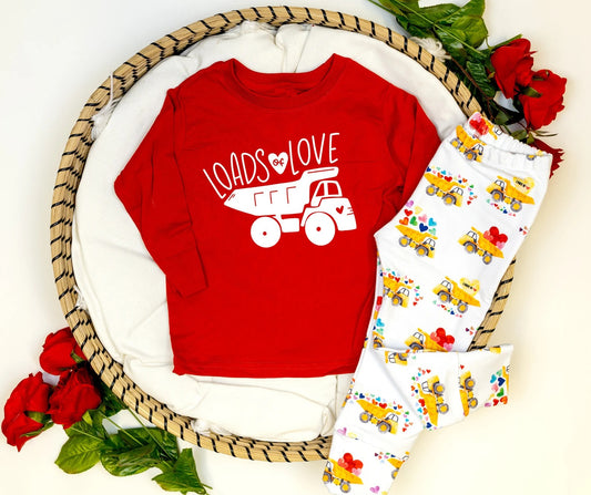 Loads of love heart truck kids boy valentine's outfits