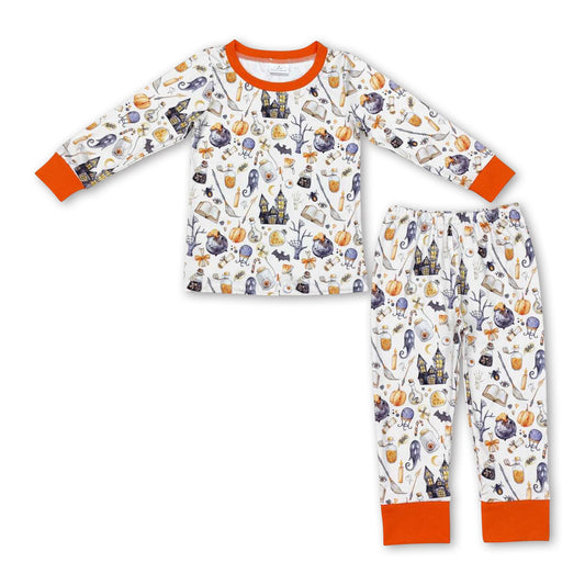 Long sleeves pumpkin ghost bat boys Halloween pajamas