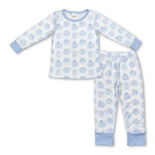 Blue pumpkin long sleeves kids boys fall pajamas