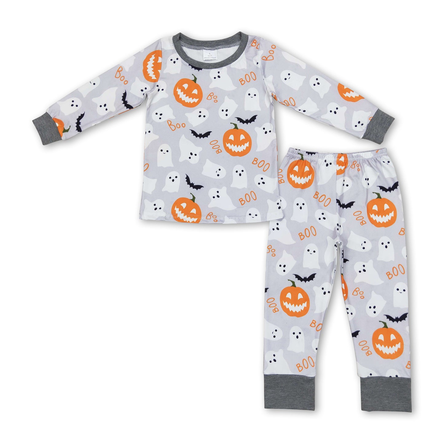 Long sleeves boo ghost pumpkin boys Halloween pajamas