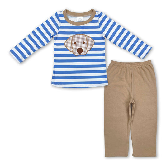 Long sleeves stripe dog top pants boys clothing