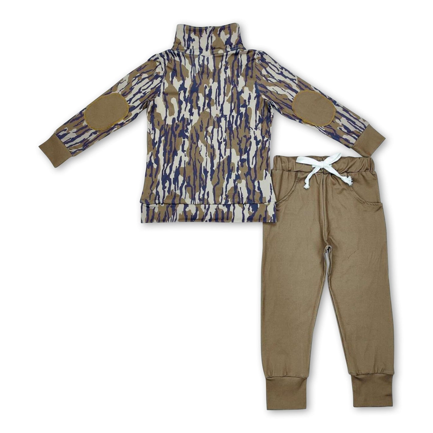 Long sleeves bottomland camo kids boys hunting pullover set