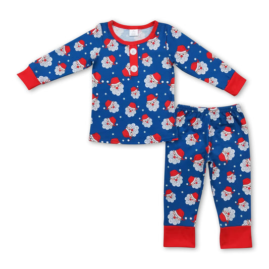 Long sleeves santa kids boys Christmas bamboo pajamas