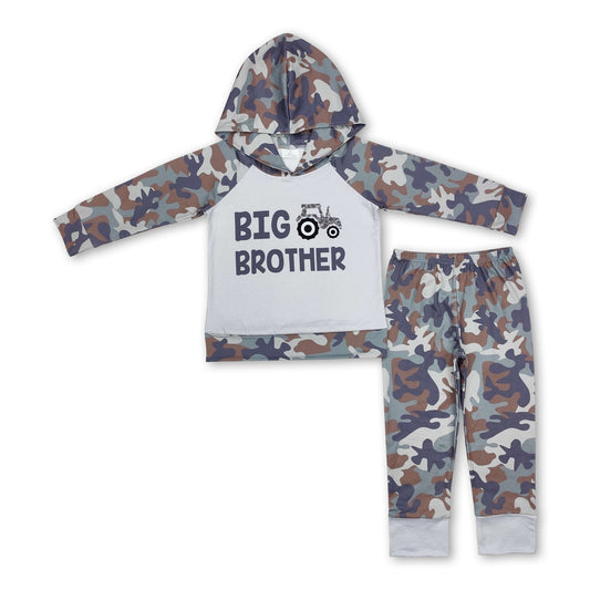 Big brother tractor camo kids boys hoodie set