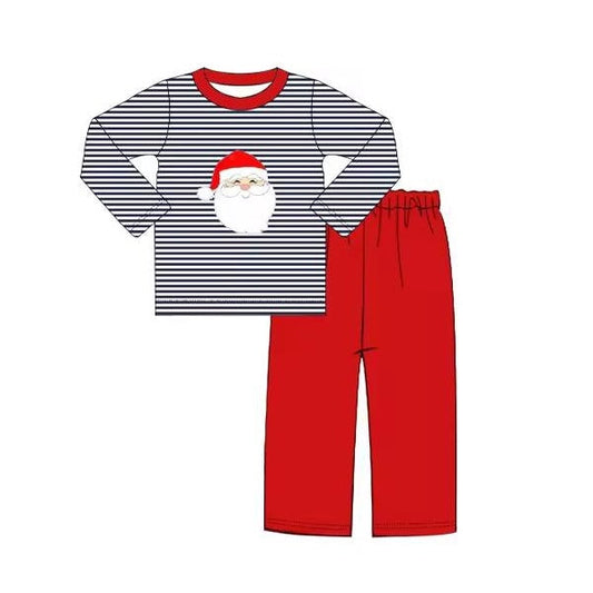 Stripe santa top red pants kids boys Christmas outfits