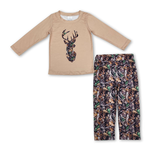 Long sleeves deer top camo pants boys clothing