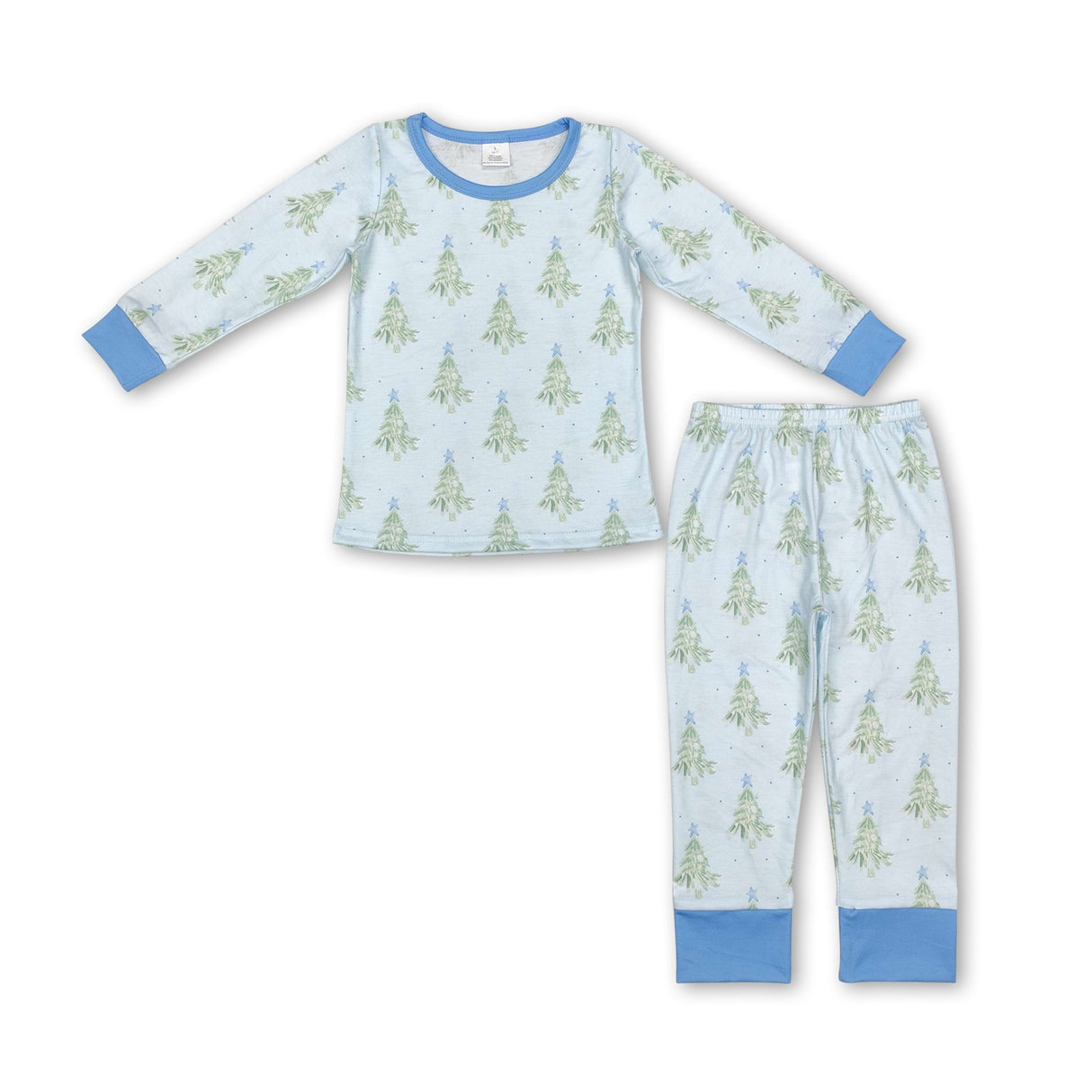 Light blu Christmas tree boys bamboo pajamas