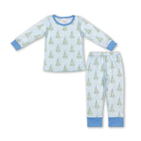 Light blu Christmas tree boys bamboo pajamas
