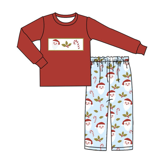 Santa candy cane red top pants boys Christmas outfits