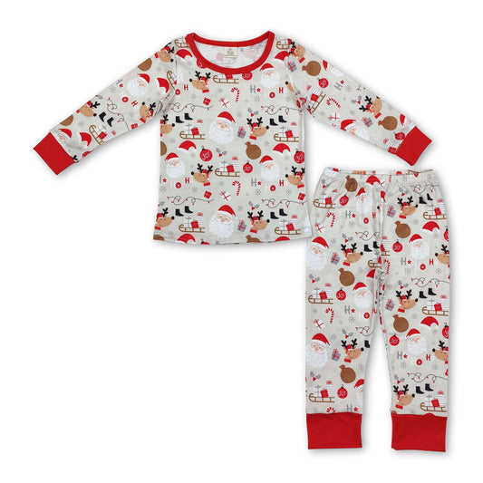 Deer santa HO HO HO candy cane boys Christmas pajamas