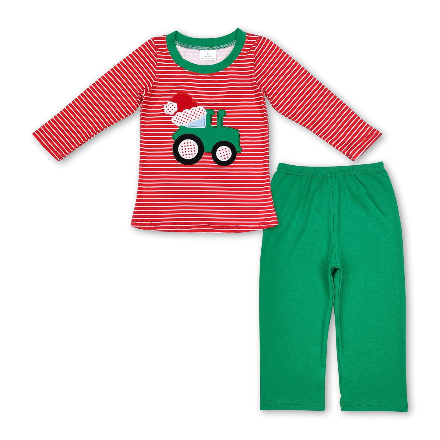 Stripe santa truck kids boys Christmas pajamas