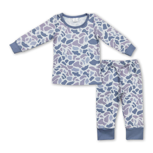 Long sleeves grey camo kids boys bamboo pajamas