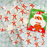 Light blue long sleeves santa kids Christmas pajamas