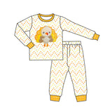 Yellow polka dots turkey baby kids Thanksgiving pajamas