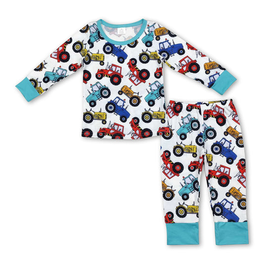 Long sleeves tractor top pants kids boys pajamas