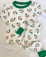 Green long sleeves duck kids boys pajamas