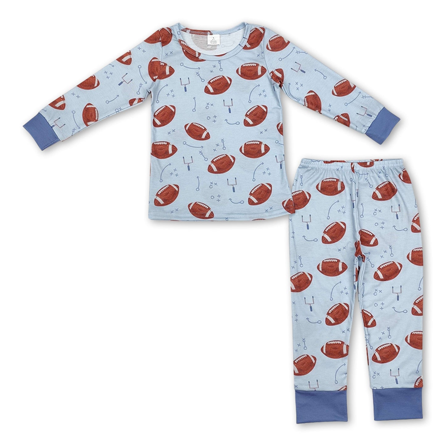 Light blue long sleeves football baby boy pajamas