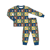 Long sleeves duck plaid kids boys pajamas