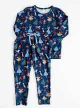 Navy blue Christmas tree king ballet children pajamas