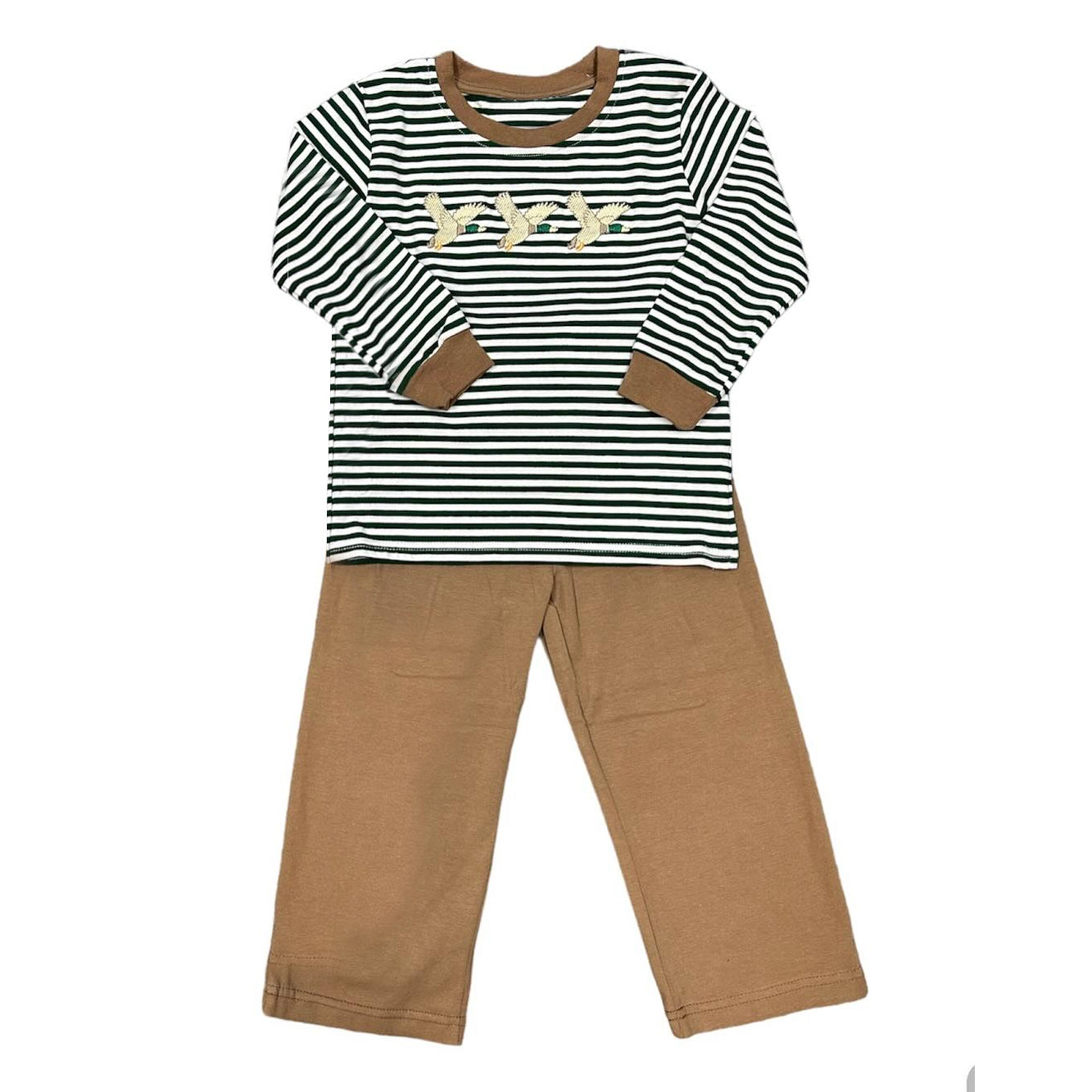 Stripe duck long sleeves shirt pants kids boys clothing