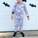 Plaid pumpkin ghost kids Halloween pajamas