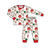 Cows candy cane farm kids Christmas pajamas