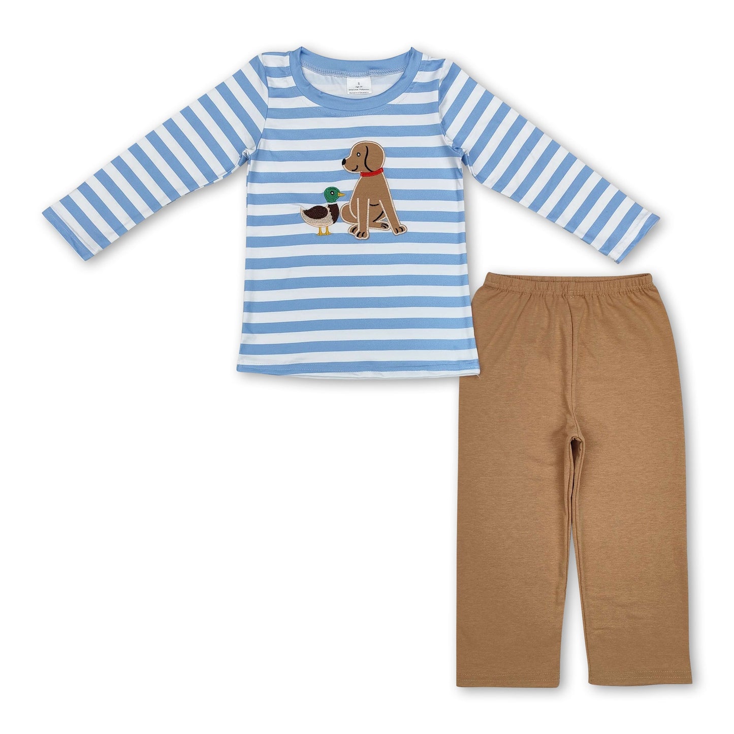 Light blue duck dog stripe top pants boys clothes