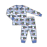 Blue long sleeves duck kids boys pajamas