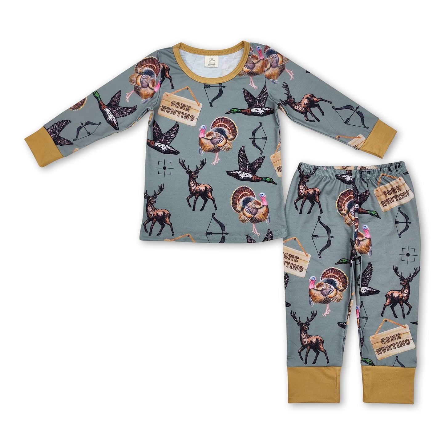 Gone hunting duck deer turkey kids boys pajamas