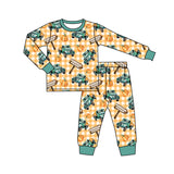 Pumpkin patch truck plaid kids boys fall pajamas