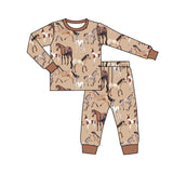 Long sleeves horse western kids boys pajamas