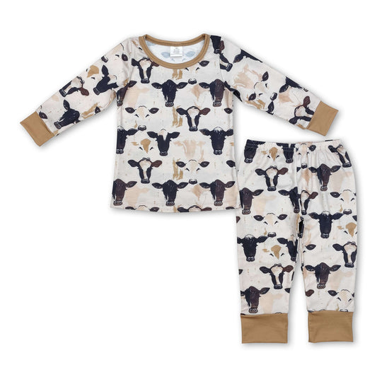 Long sleeves cows kids boys bamboo pajamas